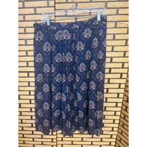 Country Suburbans Navy Midi Pleated Skirt Size 14
